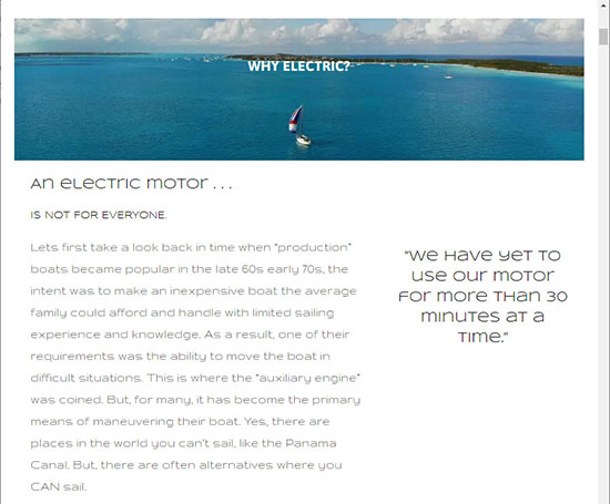 Sailing Uma - Electric Motor - Why electric ?