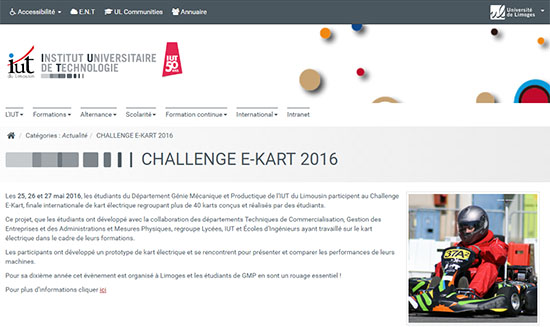 IUT du Limousin - CHALLENGE E-KART 2016 