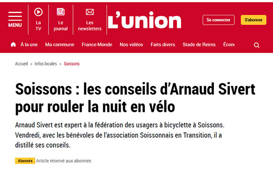 Soissons - Les conseils d’Arnaud Sivert pour rouler la nuit en vélo