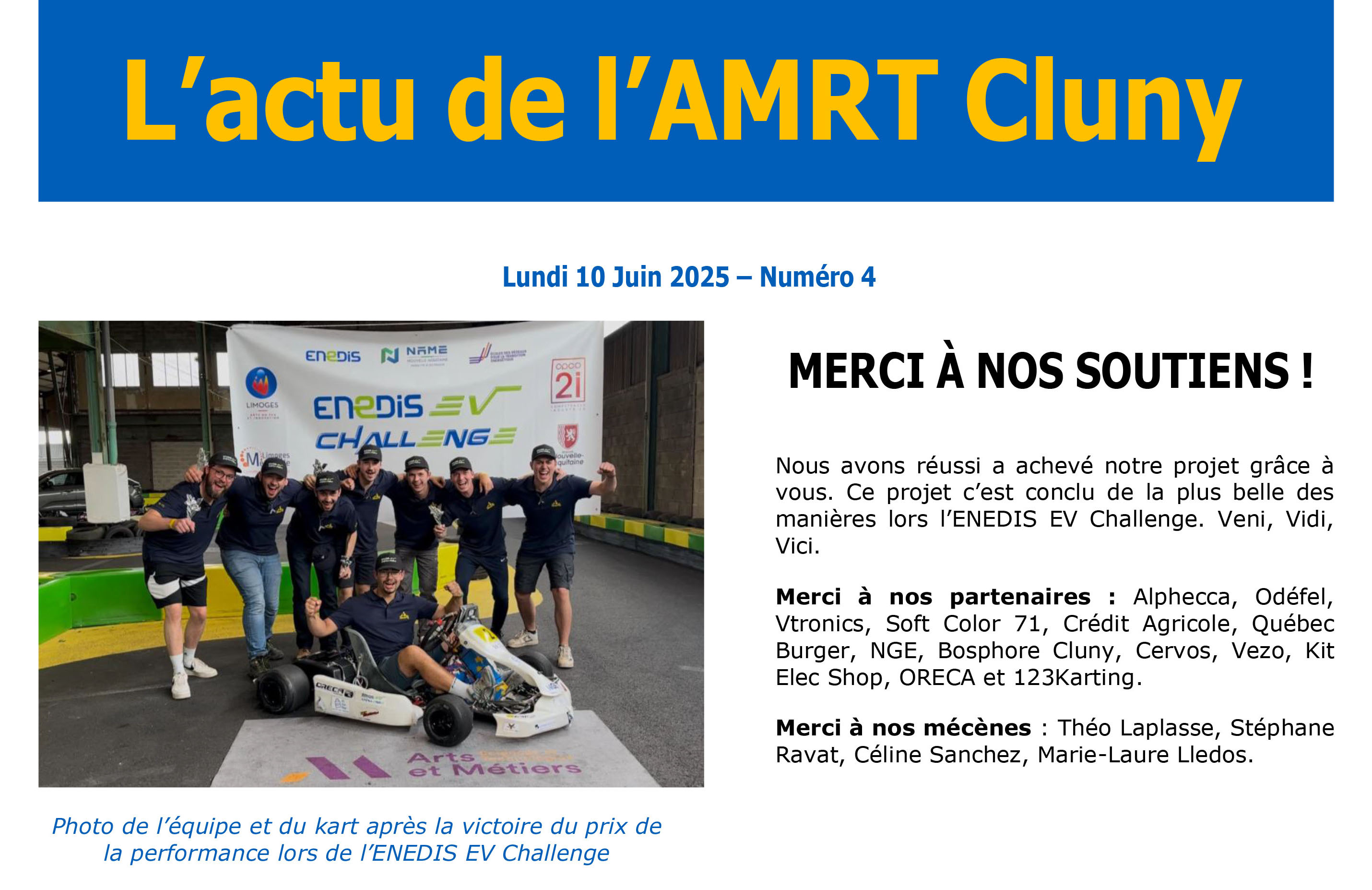 L’actu de l’AMRT Cluny - ENEDIS EV Challenge 2025